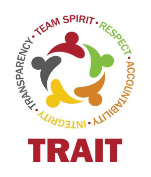 特质标志 - 团队合作精神，尊重，责任，诚信和透明